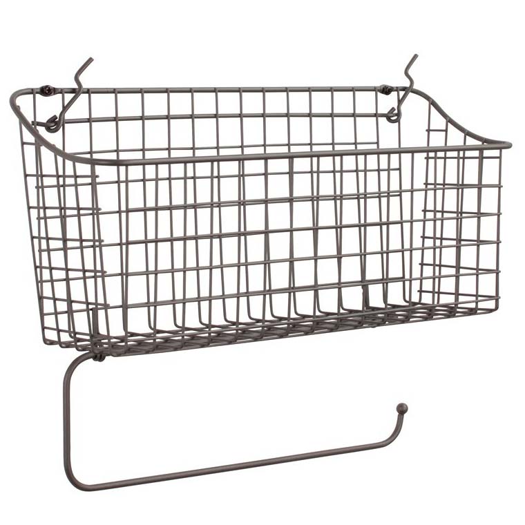 Pegboard Basket and Paper Towel Holder
